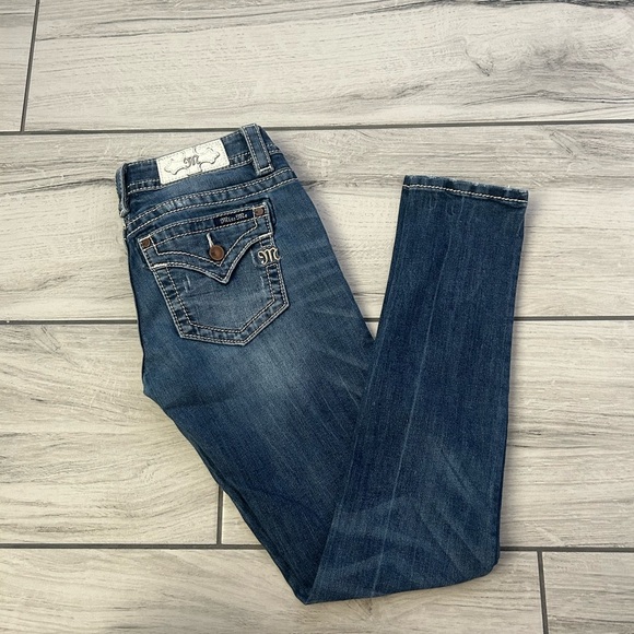 Miss Me Blue Skinny Jeans with Signature Style - Picture 1 of 5